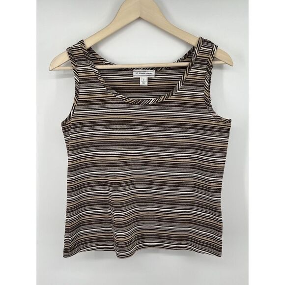 St. John Sport Size Small Brown Metallic Striped Sleeveless Knit Top Marie Gray - Picture 1 of 5